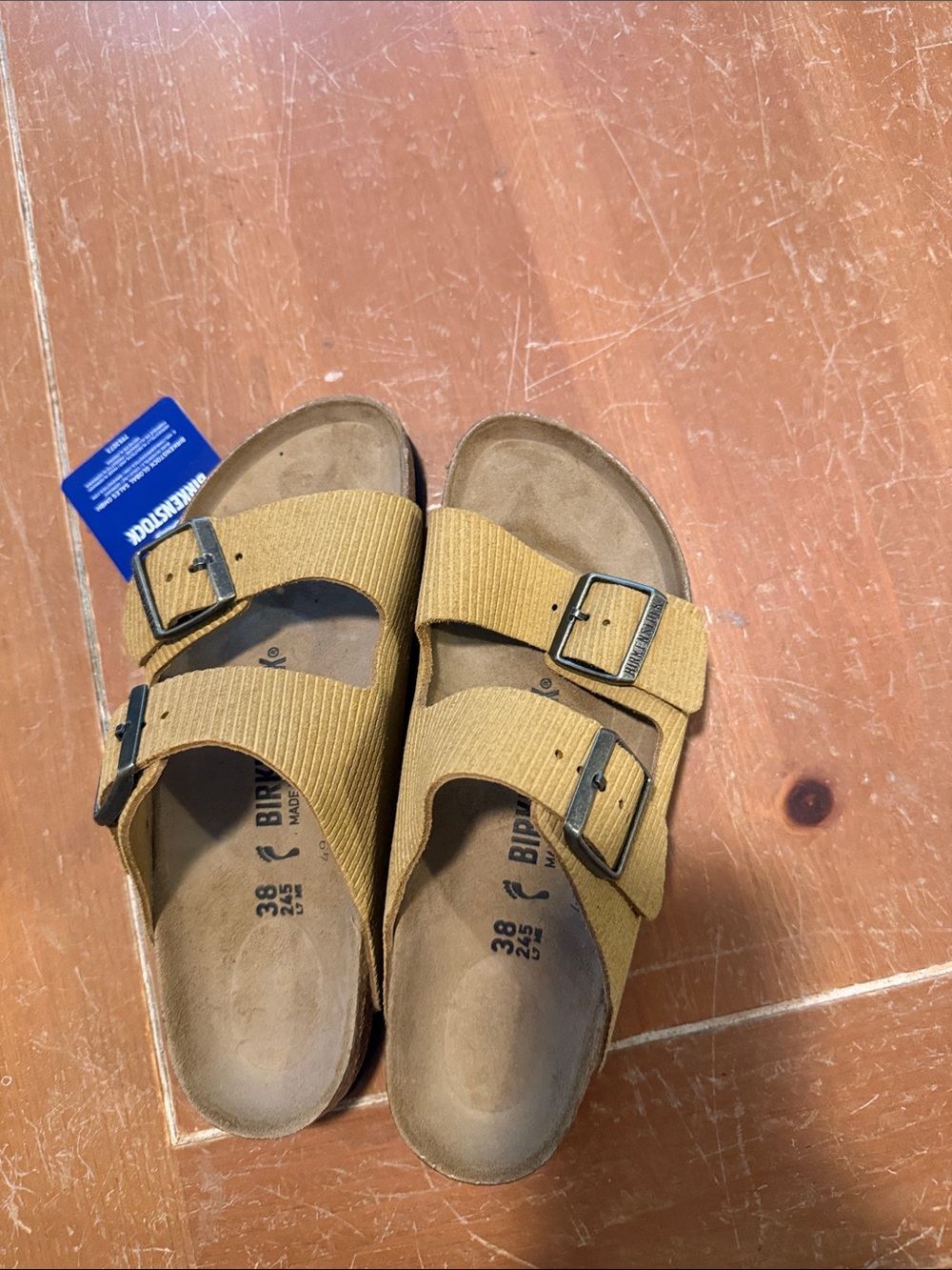 Birkenstock Two-Strap Sandals in Mustard Yellow